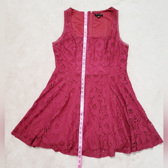 City Vibe Womens Burgundy Fit & Flare Sleeveless Dress Size 15 Lined Square Neck - Picture 8 of 11